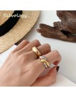 Silvology 925 Sterling Silver Double Loop Rings błyszczący multi-wear minimalistyczny elegancki Korea Rings dla kobiet modna biż