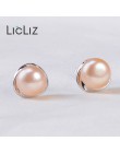 LicLiz 925 srebrne kolczyki ze sztyftem z perłą dla kobiet białe różowe purpurowe perły biżuteria Brinco prezent urodzinowy LAE0