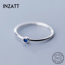 INZATT prawdziwe 925 Sterling Silver niebieski kryształ okrągły pierścień dla kobiet mody śliczne dzieła biżuteria minimalistycz