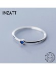 INZATT prawdziwe 925 Sterling Silver niebieski kryształ okrągły pierścień dla kobiet mody śliczne dzieła biżuteria minimalistycz