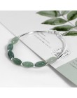 Ruifan 925 bransoletki ze srebra wysokiej próby panie naturalna zieleń Jade owalne Waterdrop szczęście koralik Charms bransoletk