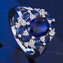 Cellacity srebrny 925 pierścionek dla uroku kobiet luksusowy projektant ruby ring finger Sapphire Aquamarine kobiety fine Jewelr