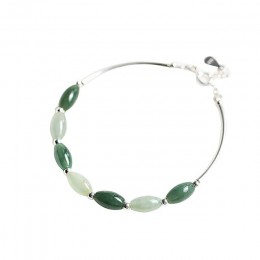 Ruifan 925 bransoletki ze srebra wysokiej próby panie naturalna zieleń Jade owalne Waterdrop szczęście koralik Charms bransoletk