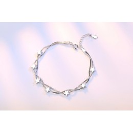 925 Sterling Silver Star bransoletki i Bangles nowa moda srebrny podwójna warstwa bransoletki i łańcuszki na rękę dla kobiet sre