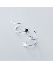 PONYKISS Trendy 100% 925 srebro śliczne Wave Star Hoop kolczyki dla kobiet Party delikatne akcesoria urodziny elegancki prezent