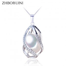 ZHBORUINI naszyjnik z pereł perła biżuteria 925 Sterling Silver biżuteria dla kobiet naturalna perła słodkowodna wisiorki z kora