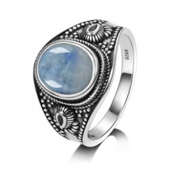 Nasiya naturalny kamień księżycowy 925 srebro biżuteria pierścionki mężczyźni dla kobiet Party Weeding rocznica prezenty zaręczy
