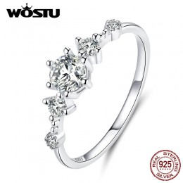 WOSTU 100% prawdziwe 925 srebro jasny cyrkon obrączka dla kobiet delikatne zaręczyny Lover pierścionki Fine Jewelry CQR568