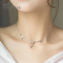 Thaya oryginalny Design spadający deszcz uraz S925 srebro naszyjnik prosty Choker naszyjnik damska biżuteria prezent dla kobiet