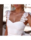 Ordifree 2019 lato kobiety białe koronkowe ramiączko spaghetti do sukienki elegancka dama bez rękawów seksowna długa sukienka bo