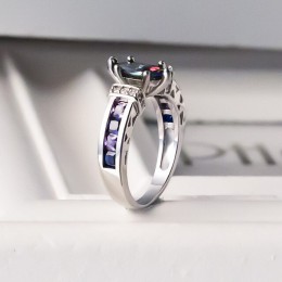 Jellystory Fashion owalny kształt pierścionki z kolorowymi kamieniami Topaz 925 srebro biżuteria pierścionek dla kobiet wesele p