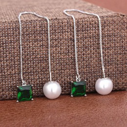 Jellystory Fashion kolczyki srebrne 925 z perłą słodkowodną kwadratowe kolczyki z kamieni szlachetnych dla kobiet biżuteria ślub