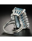 Bague Ringen Luxury utworzono Topaz 100% 925 Sterling Silver utworzono niebieskie pierścienie z kamieniami szlachetnymi ślub ele