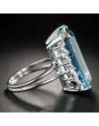 Bague Ringen Luxury utworzono Topaz 100% 925 Sterling Silver utworzono niebieskie pierścienie z kamieniami szlachetnymi ślub ele