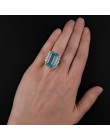 Bague Ringen Luxury utworzono Topaz 100% 925 Sterling Silver utworzono niebieskie pierścienie z kamieniami szlachetnymi ślub ele