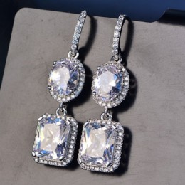 PANSYSEN 2019 luksusowe naturalny szmaragd damskie kolczyki Drop Genunie 925 srebrne kolczyki biżuteria dla kobiet Party prezent