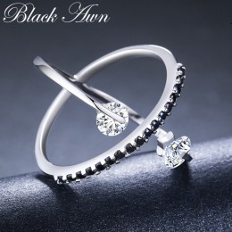 2019 New Arrival romantyczny 925 Sterling Silver Fine Jewelry zaręczynowy czarny spinel pierścionek zaręczynowy dla kobiet Anill