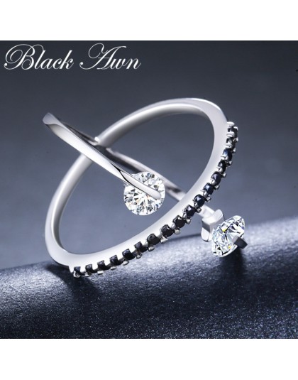 2019 New Arrival romantyczny 925 Sterling Silver Fine Jewelry zaręczynowy czarny spinel pierścionek zaręczynowy dla kobiet Anill