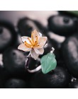 Lotus zabawa prawdziwe 925 srebro naturalne kamienie awenturynowe kwiatowy pierścień Fine Jewelry Lotus szepty pierścionki dla k