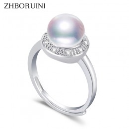 ZHBORUINI 2019 moda pierścionek z perłą naturalna perła słodkowodna Retro cyrkon okrągłe pierścienie 925 srebro biżuteria dla ko