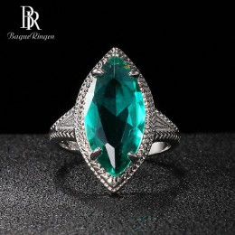 Bague Ringen oliwkowy kształt srebro 925 biżuteria kamienie szlachetne pierścień dla kobiet szmaragdowy zielony delikatny indywi