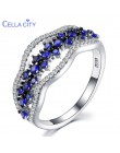 Cellacity Sapphire Rings dla kobiet srebro 925 Fine Jewelry z kamieniami szlachetnymi Size5, 6,7, 8,9, 10 Chic kobieta pierścion