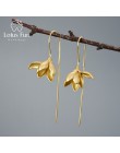 Lotus Fun prawdziwe 925 srebro kolczyki projektant biżuterii 18K złota elegancki kwiat magnolii Dangle kolczyki dla kobiet