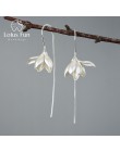 Lotus Fun prawdziwe 925 srebro kolczyki projektant biżuterii 18K złota elegancki kwiat magnolii Dangle kolczyki dla kobiet