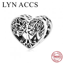 New Arrival 925 Sterling srebrny Hollow serce drzewo genealogiczne koraliki charm w stylu fit oryginalny Pandora DIY Charms bran