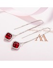 Cellacity elegancka geometria szmaragdowe kolczyki w kształcie kropelek Ruby Silver 925 biżuteria proste kamienie szlachetne kol