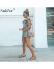 Nadafair Playsuits kobiety lato elegancki kombinezon krótka bawełniana pościel w stylu Casual, z falbanami w pasie seksowne ramp