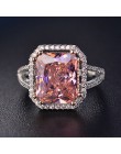 PANSYSEN 100% solidna biżuteria ze srebra próby 925 pierścionki dla kobiet 10x12mm różowy Spinel Diamond Fine Jewelry Bridal Wed