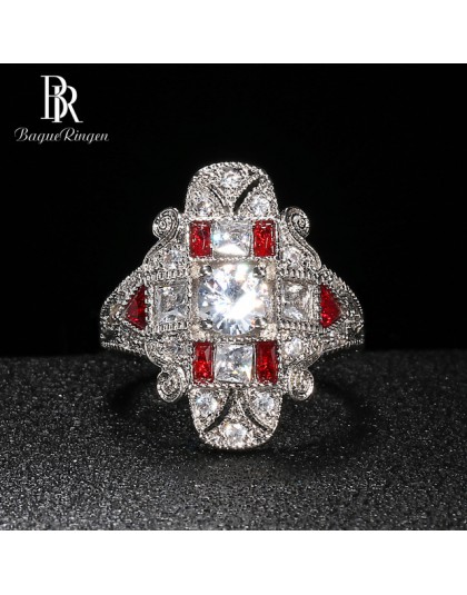 Bague Ringen geometria srebro 925 biżuteria kamienie szlachetne pierścień dla kobiet Sapphire Ruby przesadzone styl kobiet preze