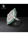 Bague Ringen Vintage luksusowe srebro 925 biżuteria kwadratowych kamieni szlachetnych pierścień dla kobiet kryształ Emerald bank