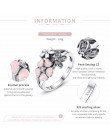 BAMOER moda 925 srebro różowy kwiat poetycki Daisy Cherry Blossom Ring Finger dla kobiet 6 7 8 9 rozmiar biżuteria SCR004