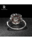 Bague Ringen w kształcie kwiatu srebro 925 biżuteria kamienie szlachetne pierścień dla kobiet Ruby AAA cyrkon kobiece akcesoria 