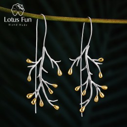 Lotus Fun prawdziwe 925 srebro kolczyki naturalne kreatywne Fine Jewelry oświadczenie drzewo moda spadek kolczyki dla kobiet Bri