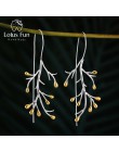 Lotus Fun prawdziwe 925 srebro kolczyki naturalne kreatywne Fine Jewelry oświadczenie drzewo moda spadek kolczyki dla kobiet Bri