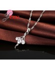 Eleganckie 925 Sterling Silver Ballerina naszyjnik kolczyki zestaw z błyszczące kryształowe kobiety dziewczyny ślub biżuteria za