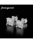 PANSYSEN Classic 6MM 7MM 8MM Square utworzono Moissanite Wedding Engagement stadniny kolczyki dla kobiet ze srebra próby 925 ele