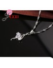 Eleganckie 925 Sterling Silver Ballerina naszyjnik kolczyki zestaw z błyszczące kryształowe kobiety dziewczyny ślub biżuteria za