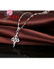 Eleganckie 925 Sterling Silver Ballerina naszyjnik kolczyki zestaw z błyszczące kryształowe kobiety dziewczyny ślub biżuteria za