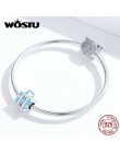 WOSTU New Fashion 925 srebro walizka bagaż niebieskie koraliki Fit oryginalna bransoletka charms wisiorek biżuteria dokonywanie 