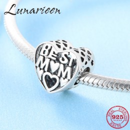 Nowa 925 Sterling Silver Heart shaped modna, z napisami wydrążone love beads Fit oryginalna bransoletka typu charm pandora Jewel