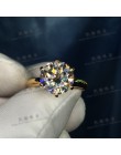 YANHUI ma 18K RGP LOGO czysty solidny pierścionek z żółtego złota luksusowy okrągły pasjans 8mm 2.0ct Lab obrączki z diamentami 