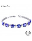 Jellystory Fashion 925 srebro bransoletka z owalnym kształtem Sapphire Gemstone biżuteria dla kobiet Wedding Party Gift wholesal