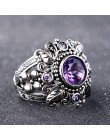 Bague Ringen 2019 Vintage 100% 925 Sterling Silver biżuteria naturalny fioletowy ametyst pierścienie z kamieniami szlachetnymi d