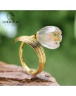 Lotus Fun prawdziwe 925 srebro 18k złoty pierścień naturalny kryształ Handmade Fine Jewelry lilia doliny pierścienie kwiatowe dl