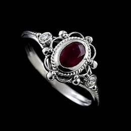 Bague Ringen Vintage Design tajski srebrny Fine Jewelry owalne kamienie szlachetne S925 pierścionki dla kobiet Ruby ametyst kobi