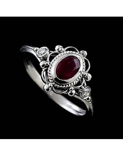 Bague Ringen Vintage Design tajski srebrny Fine Jewelry owalne kamienie szlachetne S925 pierścionki dla kobiet Ruby ametyst kobi